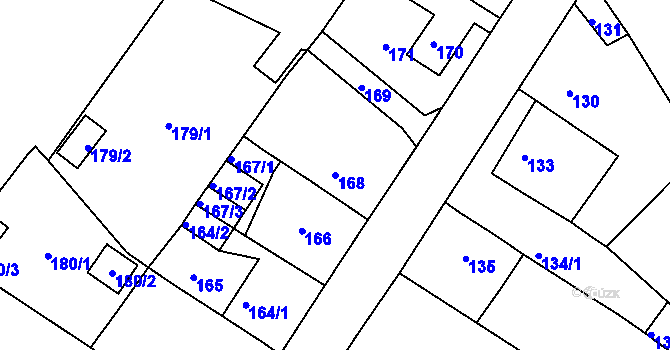 Parcela st. 168 v KÚ Sobědruhy, Katastrální mapa