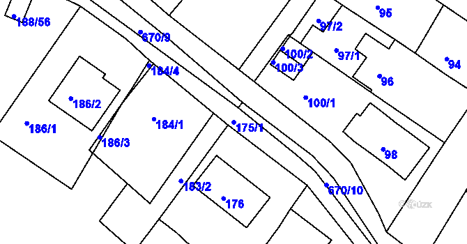 Parcela st. 175/1 v KÚ Sobědruhy, Katastrální mapa