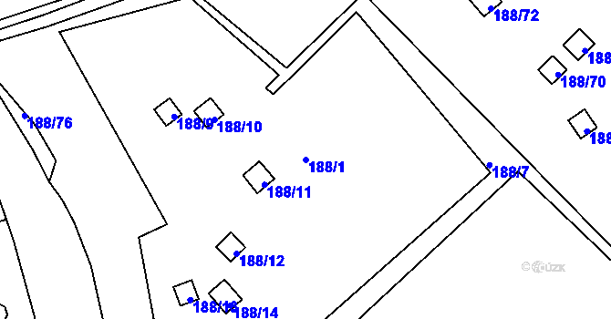 Parcela st. 188/1 v KÚ Sobědruhy, Katastrální mapa