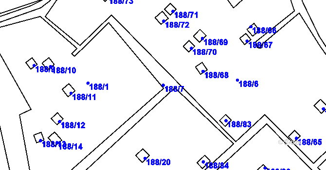 Parcela st. 188/7 v KÚ Sobědruhy, Katastrální mapa