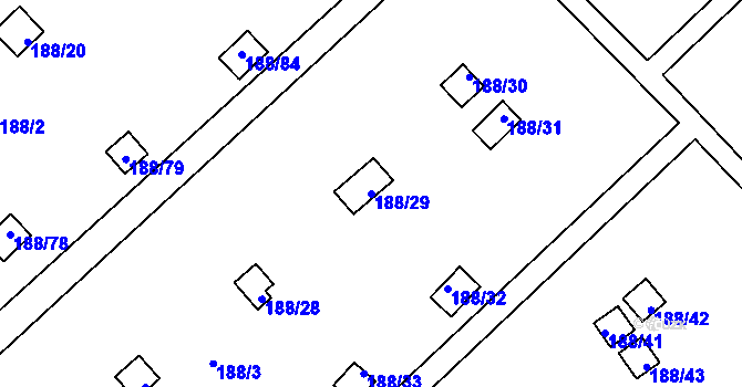 Parcela st. 188/29 v KÚ Sobědruhy, Katastrální mapa
