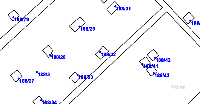 Parcela st. 188/32 v KÚ Sobědruhy, Katastrální mapa