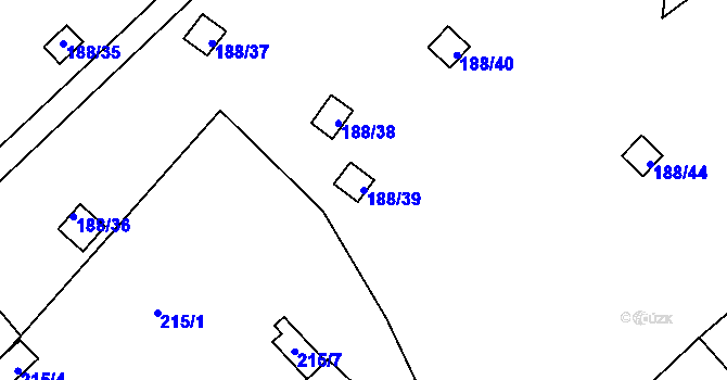 Parcela st. 188/39 v KÚ Sobědruhy, Katastrální mapa