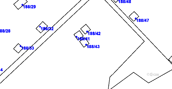 Parcela st. 188/43 v KÚ Sobědruhy, Katastrální mapa