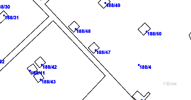 Parcela st. 188/47 v KÚ Sobědruhy, Katastrální mapa