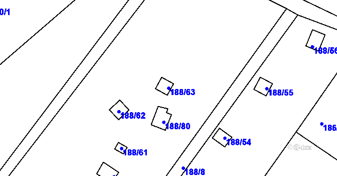 Parcela st. 188/63 v KÚ Sobědruhy, Katastrální mapa