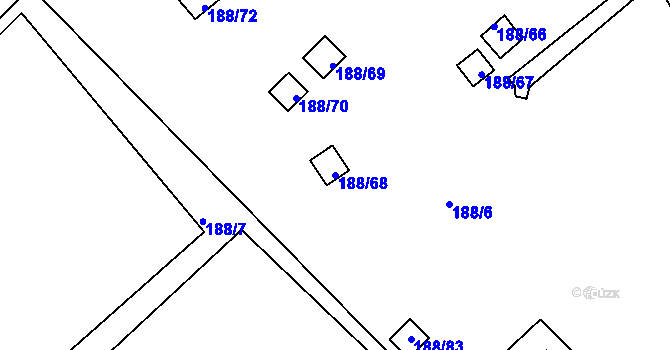 Parcela st. 188/68 v KÚ Sobědruhy, Katastrální mapa
