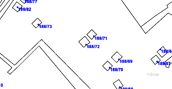Parcela st. 188/72 v KÚ Sobědruhy, Katastrální mapa