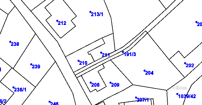 Parcela st. 211 v KÚ Sobědruhy, Katastrální mapa
