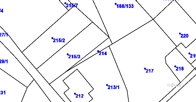 Parcela st. 214 v KÚ Sobědruhy, Katastrální mapa