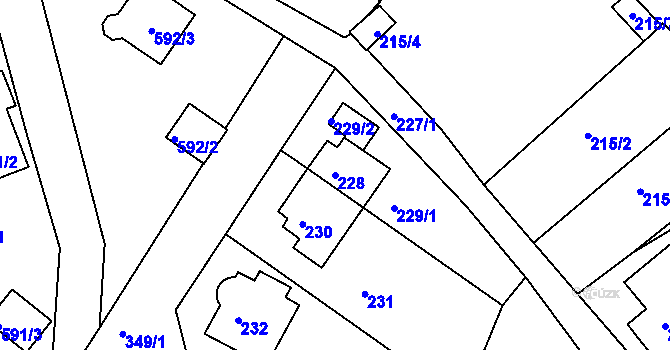 Parcela st. 228 v KÚ Sobědruhy, Katastrální mapa