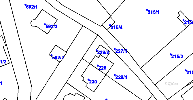 Parcela st. 229/2 v KÚ Sobědruhy, Katastrální mapa