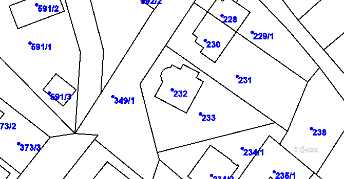 Parcela st. 232 v KÚ Sobědruhy, Katastrální mapa
