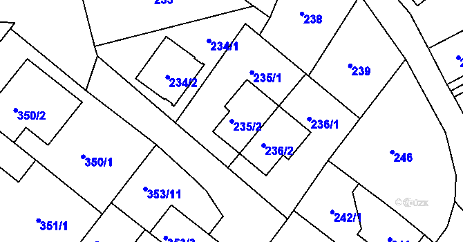 Parcela st. 235/2 v KÚ Sobědruhy, Katastrální mapa