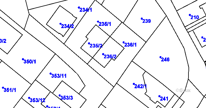 Parcela st. 236/2 v KÚ Sobědruhy, Katastrální mapa