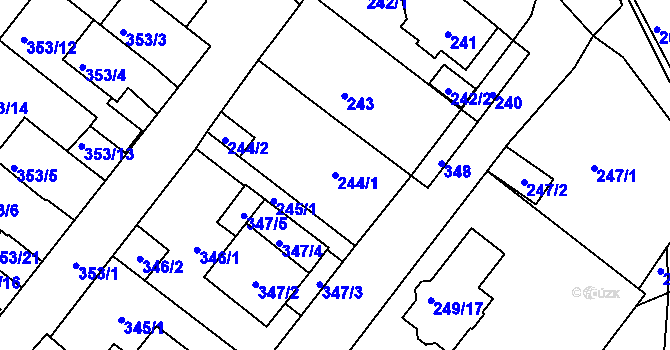 Parcela st. 244/1 v KÚ Sobědruhy, Katastrální mapa