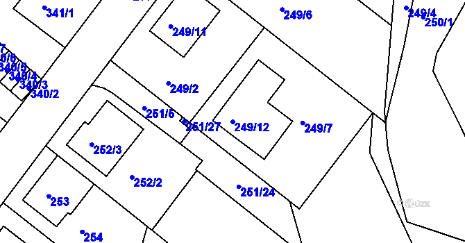 Parcela st. 249/12 v KÚ Sobědruhy, Katastrální mapa