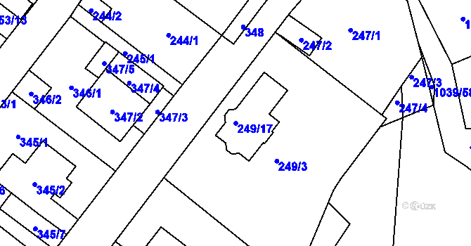 Parcela st. 249/17 v KÚ Sobědruhy, Katastrální mapa