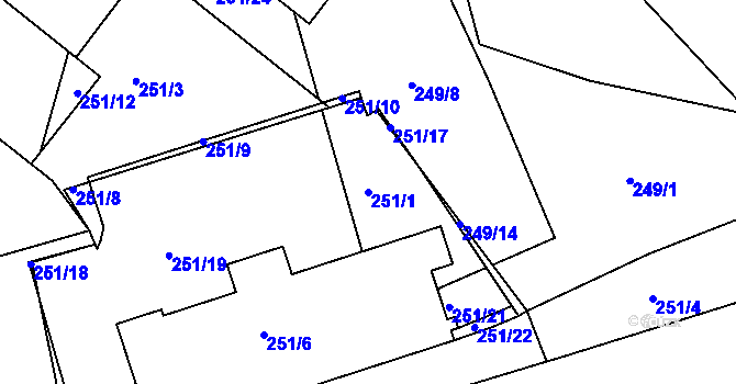Parcela st. 251/1 v KÚ Sobědruhy, Katastrální mapa