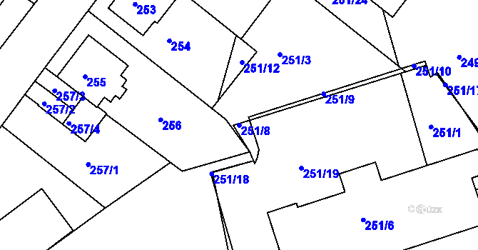 Parcela st. 251/8 v KÚ Sobědruhy, Katastrální mapa