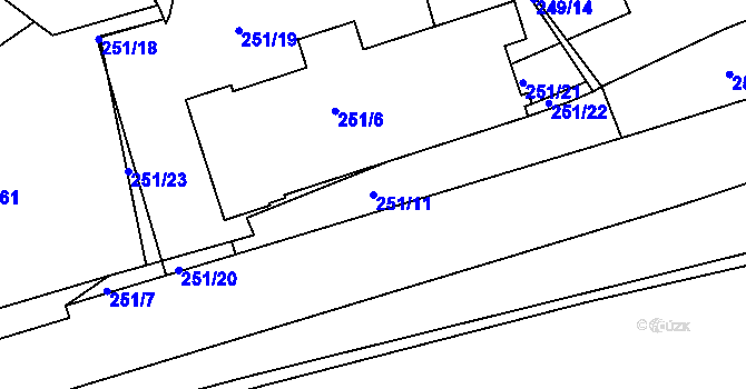 Parcela st. 251/11 v KÚ Sobědruhy, Katastrální mapa