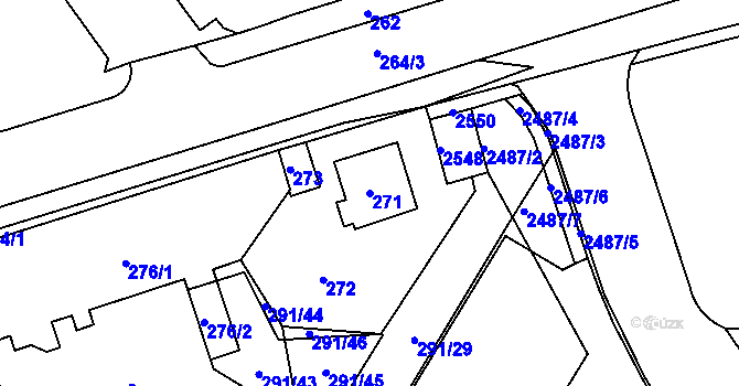 Parcela st. 271 v KÚ Sobědruhy, Katastrální mapa