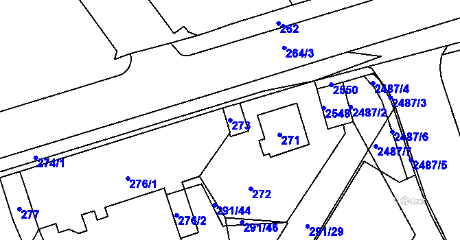 Parcela st. 273 v KÚ Sobědruhy, Katastrální mapa