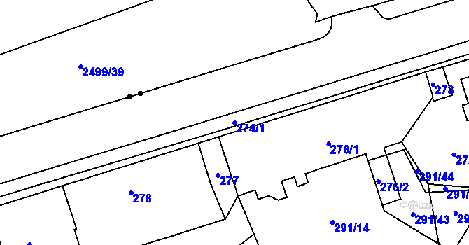 Parcela st. 274/1 v KÚ Sobědruhy, Katastrální mapa