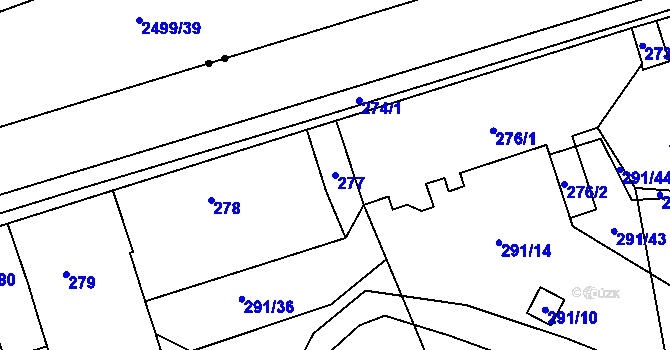 Parcela st. 277 v KÚ Sobědruhy, Katastrální mapa