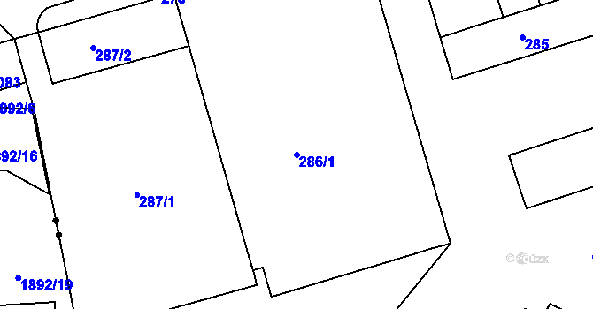 Parcela st. 286/1 v KÚ Sobědruhy, Katastrální mapa