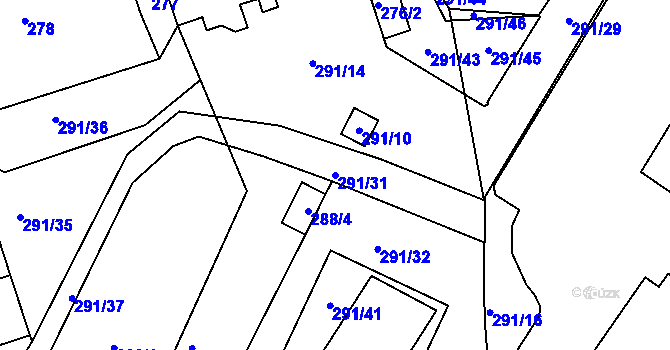 Parcela st. 291/31 v KÚ Sobědruhy, Katastrální mapa