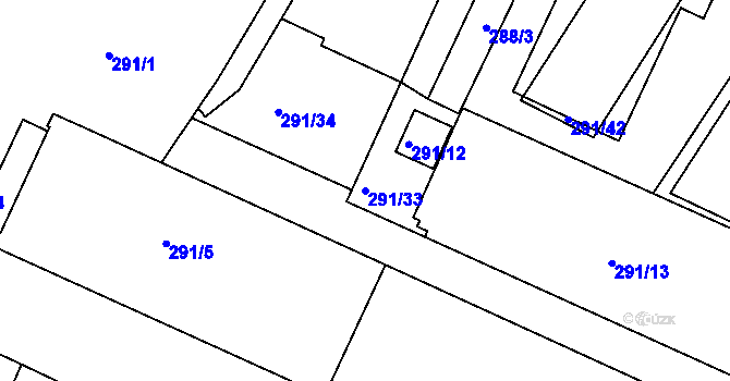 Parcela st. 291/33 v KÚ Sobědruhy, Katastrální mapa