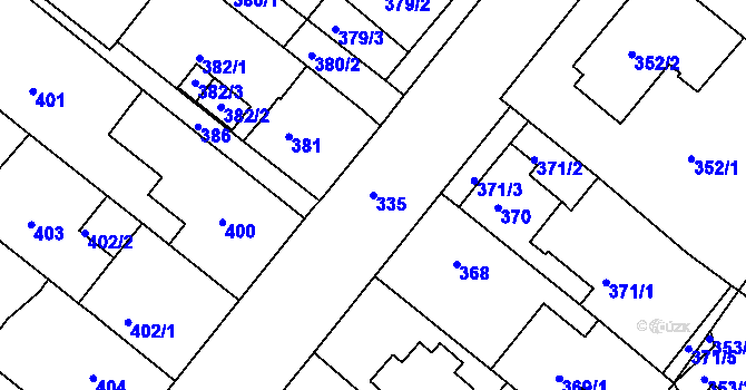 Parcela st. 335 v KÚ Sobědruhy, Katastrální mapa