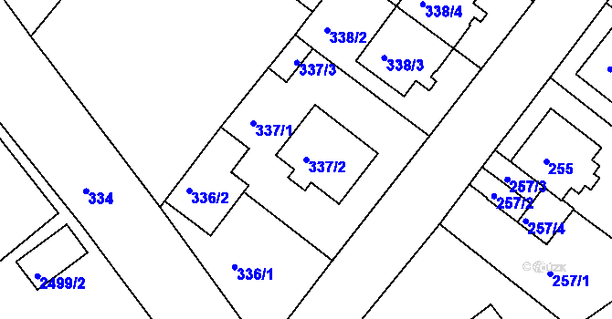 Parcela st. 337/2 v KÚ Sobědruhy, Katastrální mapa