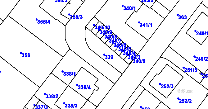 Parcela st. 339 v KÚ Sobědruhy, Katastrální mapa