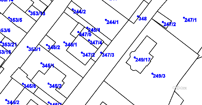 Parcela st. 347/3 v KÚ Sobědruhy, Katastrální mapa