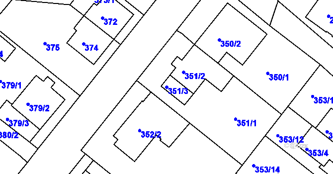 Parcela st. 351/3 v KÚ Sobědruhy, Katastrální mapa