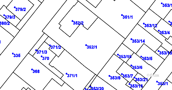 Parcela st. 352/1 v KÚ Sobědruhy, Katastrální mapa