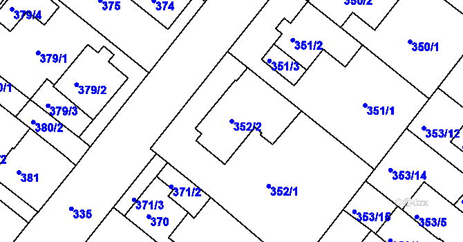 Parcela st. 352/2 v KÚ Sobědruhy, Katastrální mapa
