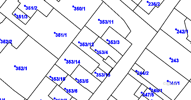 Parcela st. 353/4 v KÚ Sobědruhy, Katastrální mapa