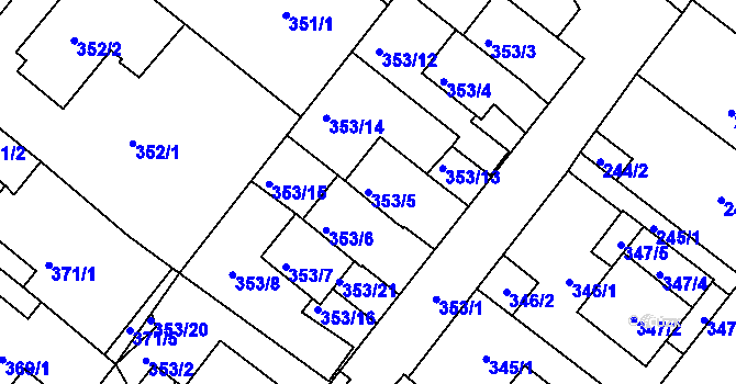 Parcela st. 353/5 v KÚ Sobědruhy, Katastrální mapa