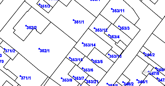 Parcela st. 353/14 v KÚ Sobědruhy, Katastrální mapa