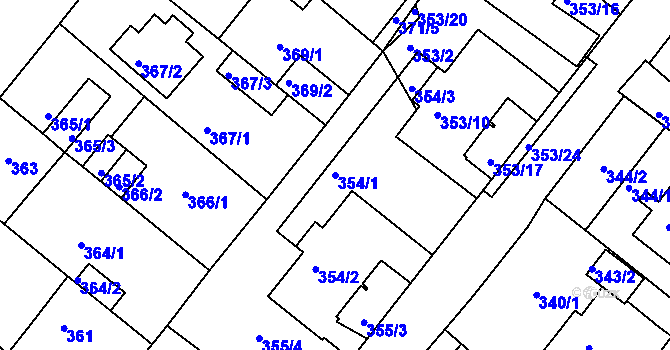 Parcela st. 354/1 v KÚ Sobědruhy, Katastrální mapa