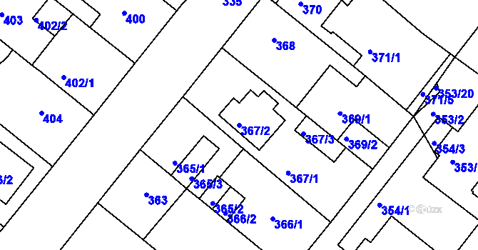 Parcela st. 367/2 v KÚ Sobědruhy, Katastrální mapa