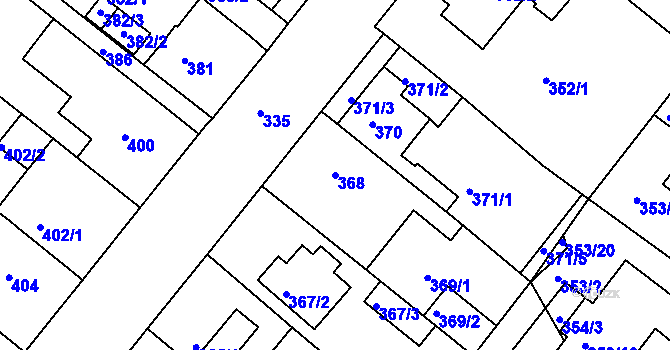 Parcela st. 368 v KÚ Sobědruhy, Katastrální mapa