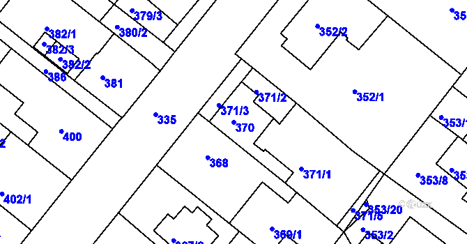 Parcela st. 370 v KÚ Sobědruhy, Katastrální mapa