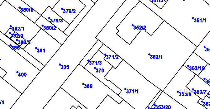Parcela st. 371/2 v KÚ Sobědruhy, Katastrální mapa