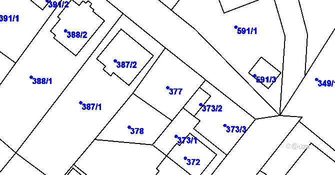 Parcela st. 377 v KÚ Sobědruhy, Katastrální mapa