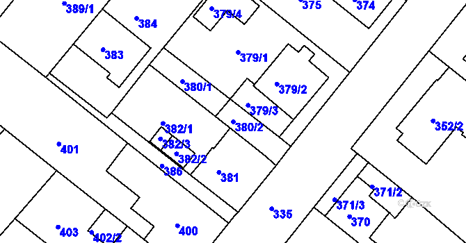 Parcela st. 380/2 v KÚ Sobědruhy, Katastrální mapa