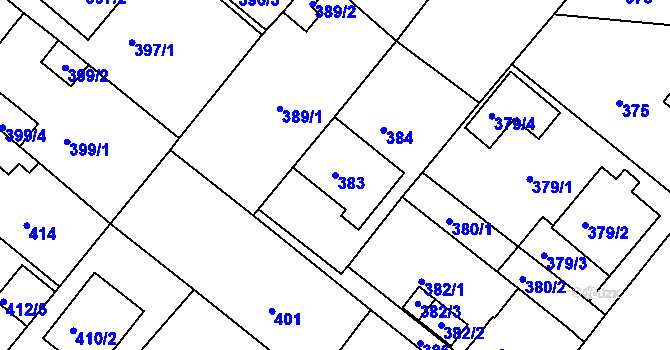 Parcela st. 383 v KÚ Sobědruhy, Katastrální mapa